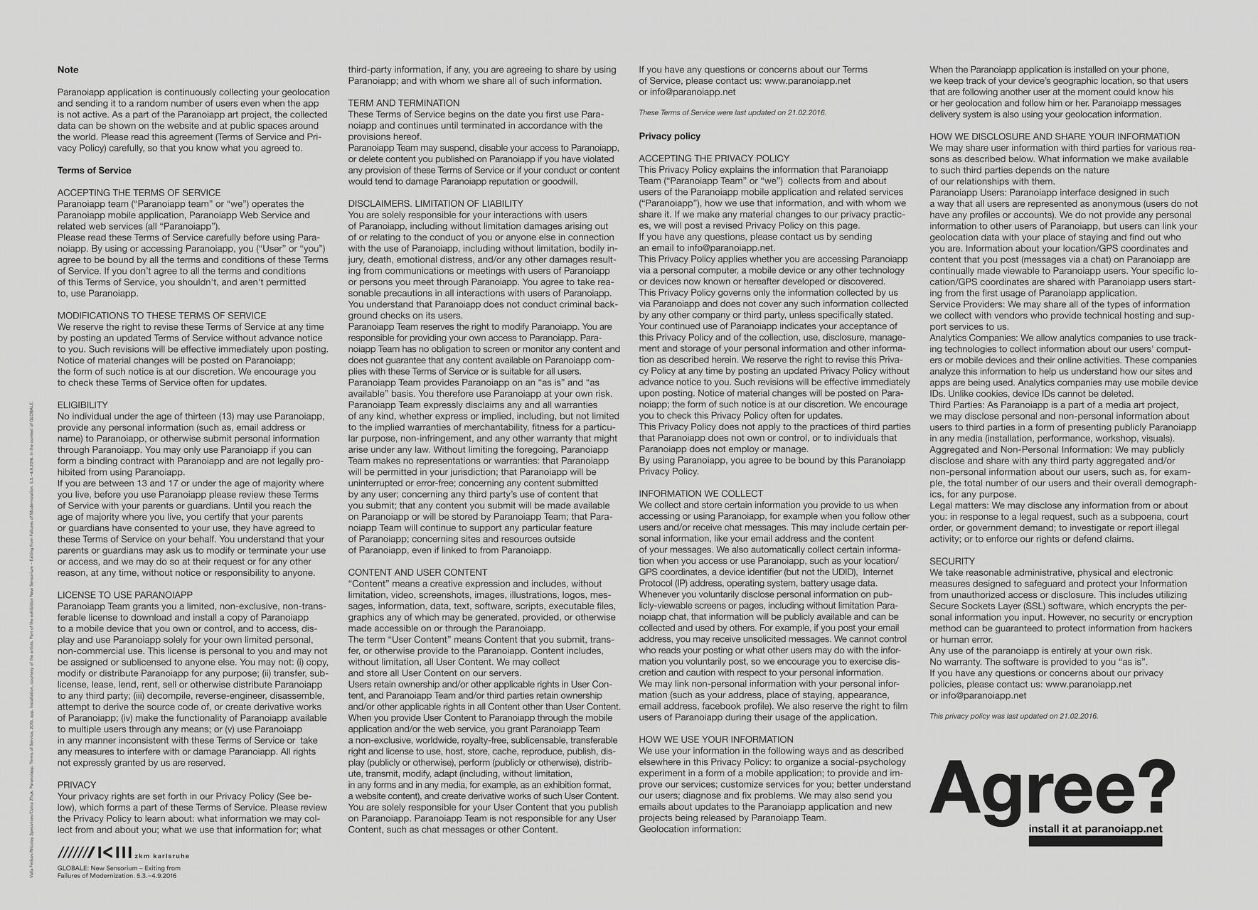 Poster installed at ZKM / design by Uliana Bychenkova